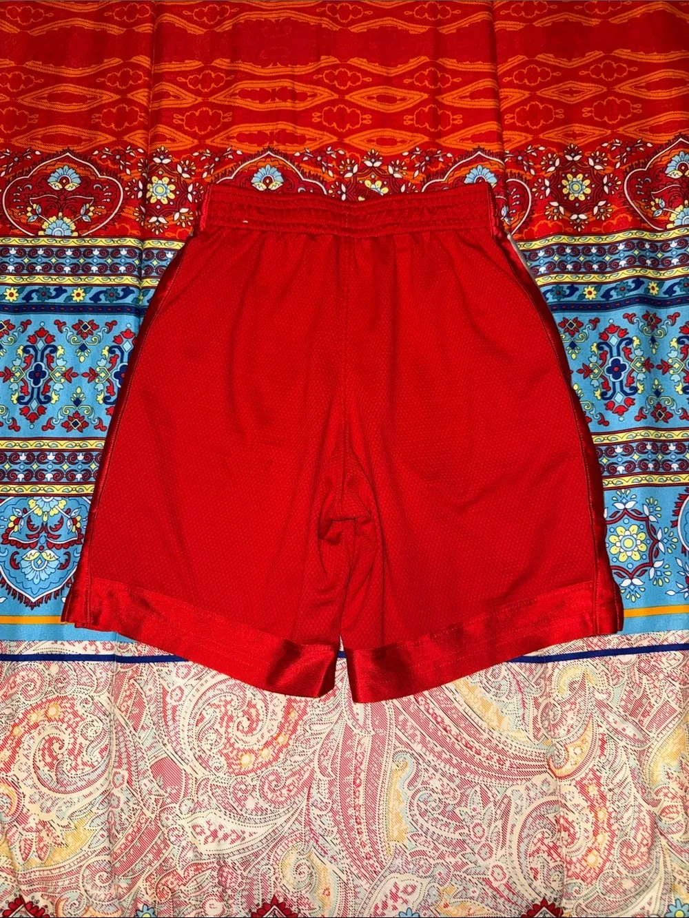 Nike Red Boys Athletic Shorts with White Swoosh